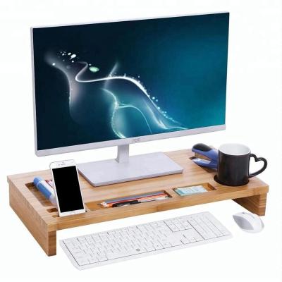 China Other Wooden Desk Organizer Shelf Laptop Storage Monitor Bamboo Riser Stand For Printer TV Cellphone Stand Desktop Laptop Computer for sale