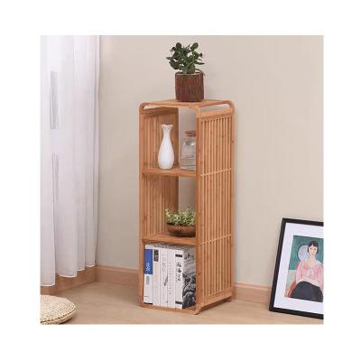 China Sustainable 3 Layer Curved Bamboo Shelf System Sets Rack Bathroom Storage Content Rack For Living Room Bedroom for sale