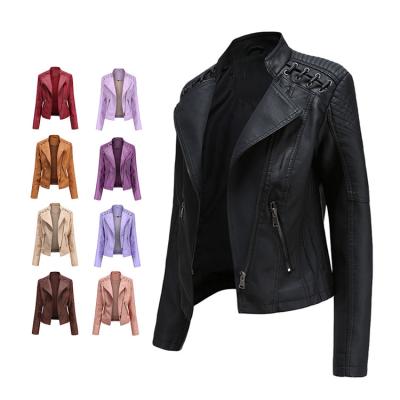 China New Arrival Breathable Spring And Autumn Plus Size Jackets And Coats Women'S Slim Slim Leather Jacket Motorcycle for sale