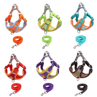 China 2021 Free Sample New Arrival Personalized Breathable Mesh Dog Harness And Leash Reflective Dog Harness Leash Set for sale