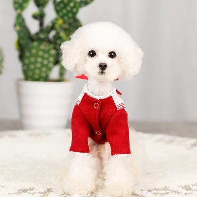 China 2021 New Viable Wholesale High Quality College Style Pet Plaid Coat Bow Knot Dog Clothes for sale