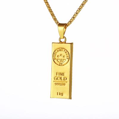 China Hot Sale Vintage Hip Hop Fashion Jewelry MGOLD WE TRUST Gold Bar Pendant Necklace for sale