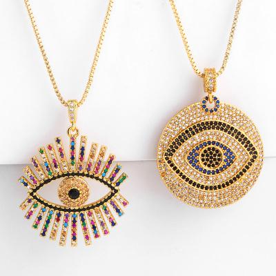 China Hiphop Necklace with Micro-Inlaid Zircon INS Pendant Necklace Short Sweater Chain for sale