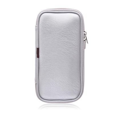 China Fashoion Pouches Cosmetic Make Up Case Silver Leather Makeup Brush Bag for sale