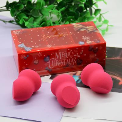 China Soft Christmas Gift Box 3 in 1 Honder Cosmetic Sponge Makeup Sponge Drop Water Beauty Puff Set for sale