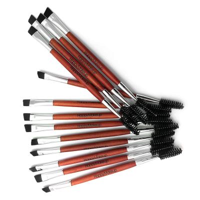 China Soft Hot Selling Sandalwood Head Eyebrow Brush Eyelash Brush Double Hair End Makeup Brush for sale