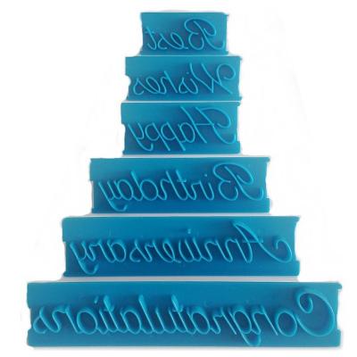 China 6PCS Cake Decorating Holiday Letters Fondant Stamp Mold Stocked Manuscript Printing Mold for sale