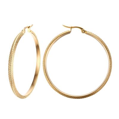 China FASHIONABLE 18k Gold Plated Earring Hoop Earrings Stainless Steel Titanium Steel Line Around Hoop Earrings for sale