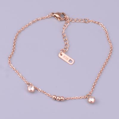 China Zircon Charm Anklets Rose Gold Plated Stainless Steel Trendy Round Ball Diamond Pendant Anklet Rose Gold Plated Stainless Steel for sale