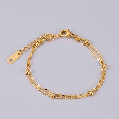 China FASHIONABLE Bohemian Gold Seed Link Chain Anklets 316L Steel Bead Stainless Layered Bead Linked Anklet For Women for sale