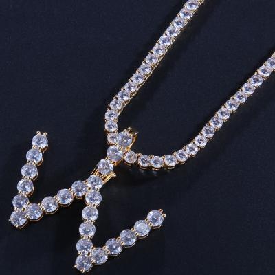 China Hiphop DROP SHIPPING Alphabet Zircon Diamond Tennis Letter Initial Necklace For Women 2022 for sale