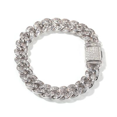 China Hiphop Cuban Baguette Bracelet Bangle DROP SHIPPING Diamond CZ Zircon Wand Cut CZ Bracelet for sale