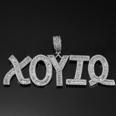 China European Hiphop DROP BOAT Hips Hops Bling Bling Initial Letter Name Necklace Iced Out CZ Word Necklace for sale