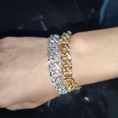 China Hiphop Hip Hop Jewelry Fashion Miami Cuban Chain Bracelet Iced Out Diamond Bracelet for sale