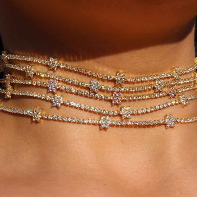 China Hiphop Summer Gold Clavicle Chain Star Charm Necklace Tennis Star Choker Bohemian Necklace for sale