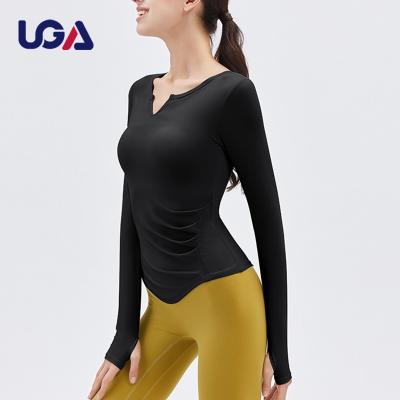 China Yogawear Breathable Nylon Upper V-Neck Private Label Fitness Feeling Bare Top Padded Four Way Stretch Sporty Outerwear for sale