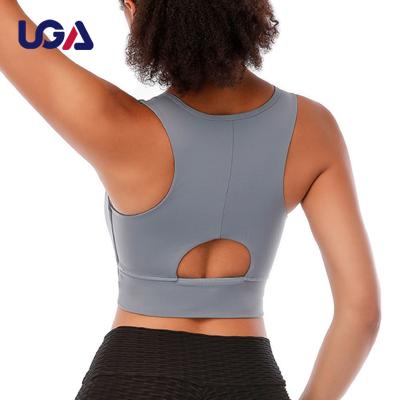 China Breathable Female Gym Crop Top Fitness Running Push Up Yoga Vest Shockproof Style Solid Color Full Wrapped Bra Women Sports Underwear for sale