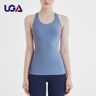 China Yoga Logo Elastic Top Custom Women's Sleeveless Breathable Fitness Shaping Long Solid Color Sweat Wicking Tank Tops Private Label for sale