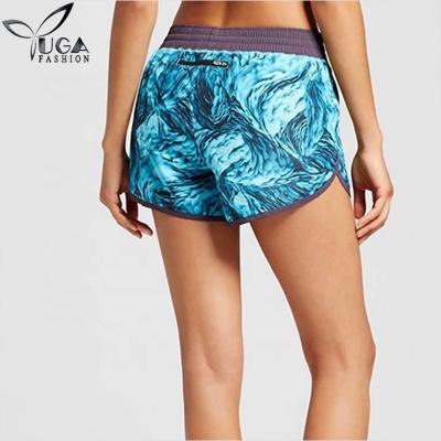 China Breathable Sporty Short Gym Shorts Active Soft For Women Yoga Print Gym Workout Sport Shorts With Back Zipper Pocket for sale