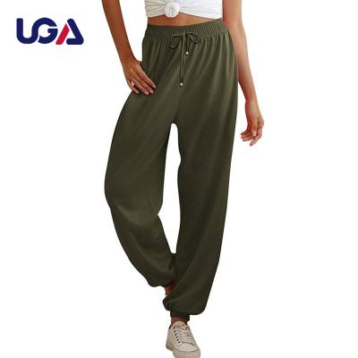 China Breathable Eco-Friendly Loose Bamboo Fiber Women's High Waisted Jogger Pants Thongs Drawstring Yoga Workout Lounge Pants With Pockets for sale