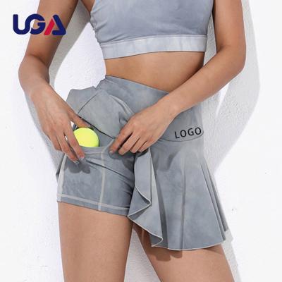 China Wholesale Women SKIRTS Logo Sports Workout High Stretchy Custom Made Plus Size Tie Dye Sportswear Pleated Tennis Skirt Clothing With Pocket for sale