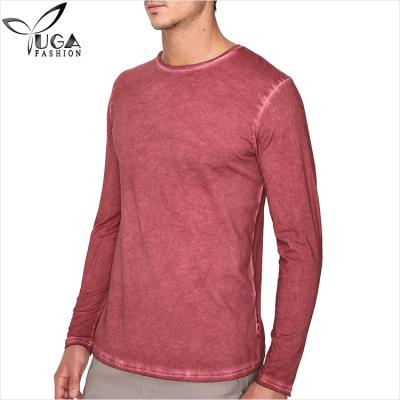 China 95% Cotton 5% Spandex Anti Pilling Enzyme Wash Used Effect Custom Mens Long Sleeve Tee Shirts for sale