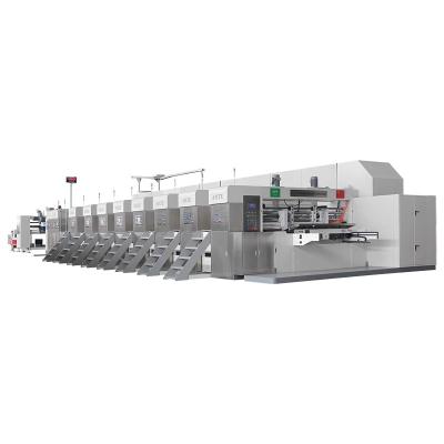 China Factory High Speed ​​Fully Automatic Fixed Type Flexo Printer Slotter With Stacker Or Folder Gluer Die Cutter Production Line900mmx2000mm for sale