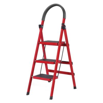 China Folding Ladders 3 Steps Folding Steel Ladder 3 Steps Household Steel Step Ladder With Handrail for sale