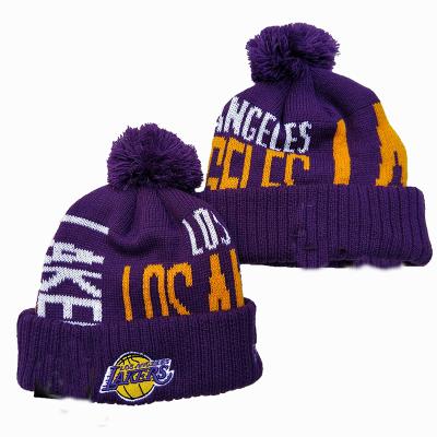 China Wholesale Custom Na COMMON Embroidery Basketball Team Logo Pom Pom Knit Hats Winter Beanie Cap for sale