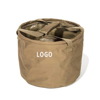 China PVC Polyester Travel Pet Bowl Storage Bag Heavy Duty Collapsible Waterproof Bucket For Water Or Dry Food for sale