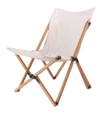 China Aluminum Alloy KONO Camping Canvas Fabric OEM Minimalist Easy Folding Lightweight Beech Wood Folding Moon Chair for sale