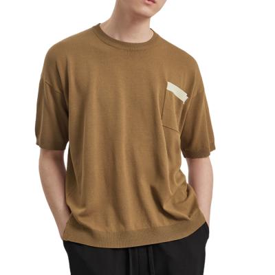 China Custom Deisnger Viable Drop Shoulder Mens Color Block Vintage Washed Pocket T-Shirt With Pocket for sale