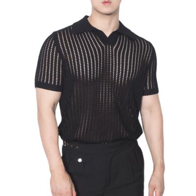 China New Design Fitness Polo Shirt QUICK DRY Fit Mesh Tee Crochet Knit Us Men's Polo Shirt For Men for sale