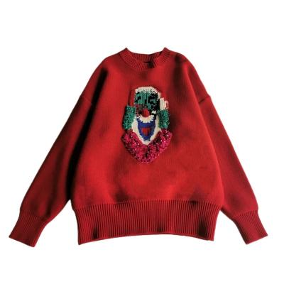 China Wholesale Anti-Wrinkle Custom Knitted Ugly Christmas Red Knitted Hoodie Pullover Sweater for sale