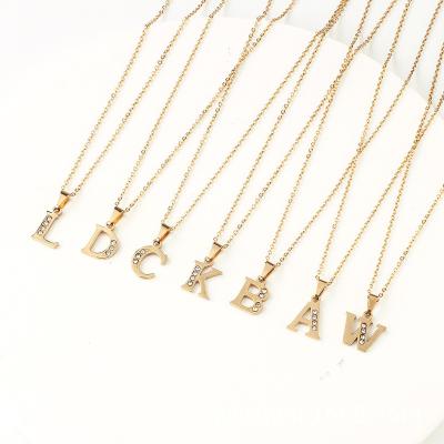 China Simple Elegant Fashion 24 Letter Necklace Initial Necklace Stainless Steel Initials Necklace For Women for sale