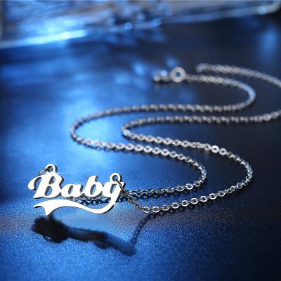 China TRENDY Fashion Custom Name Kids Charm Engraved Pendant Necklace Jewelry For Women Baby Clavicle Stainless Steel Chain Necklace for sale