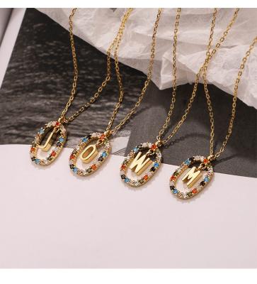 China TRENDY S925 Sterling Silver Zircon A-Z Letter Set Necklace Charms Light Luxury Fashion Pendant Necklace For Women for sale