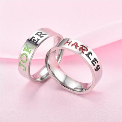 China Nickel Free Lead Free Fashion Ring Letter Harley Joker Couple Ring Set Love Personalized Stainless Steel Jewelry from BINGSHUO for sale