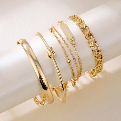 China New European and American Creative Simple Bohemian Ring Set 4 Piece Chain Set Bracelets Bohemian Woman Bracelet for sale