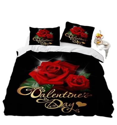 China Romantic Roses Nondisposable Bedding Printing Duvet Cover Quilt Comforter Cover With Zipper Ties for sale