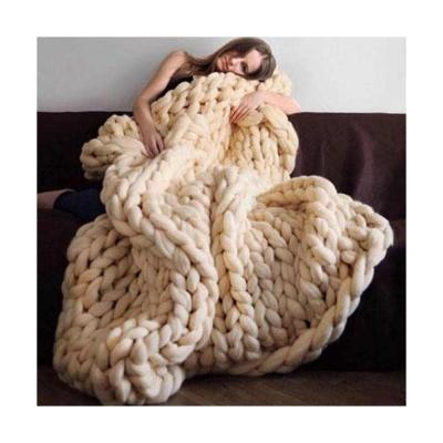 China Luxury Faux Wool Appropriate High Quality Price Chunky Cable Knit Throw Blanket, Hand - Woven Sofa Bed Chair Blanket for sale