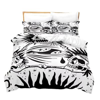 China Factory Wholesale Anti-static 3d Skull Bed Sheet Set Comforter Cover Bedding Bedroom Set for sale