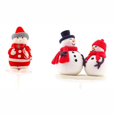 China Wholesale High Quality Lovely Cartoon Resin Christmas Snowman Cake Decor Christmas Snowman Cake Topper Decorative Party Kid Birthday Cake Decoration for sale