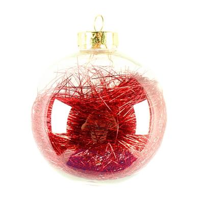 China New Christamas Tree Decoration Design Christmas Ball With Tinsel Ornament For Xmas Tree Ornament for sale