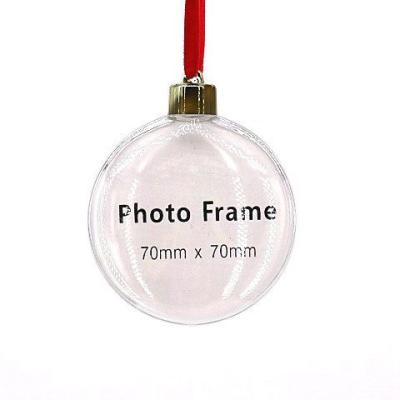 China Custom Diy Christmas Tree Gift Photo Open Clear Plastic Ball Ornament Hanging Holiday Party Supplies Decor for sale