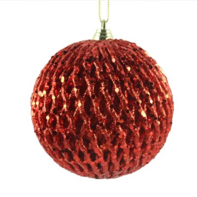 China Hot Selling Popular Christmas Gift Christmas Tree Hanging Ornaments Custom Ribbon Foam Glitter Christmas Balls Ornaments For Home Decoration for sale