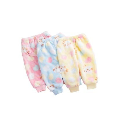 China Color Fade Proof Baby Pants Autumn And Winter Woolen Flannel Pants Children Home External Use Thick Warm Long Pajamas for sale