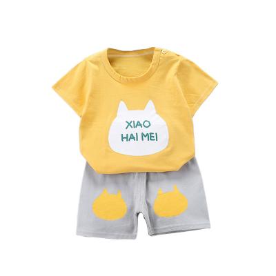 China Cartoon Boys Antibacterial Clothing Sets 2022 New Summer 100% Short Sleeve Cotton T-shirt Suit Babies Full+Shorts Casual 2pcs for sale