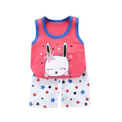 China Baby Boy Casual Clothes Set Antibacterial Toddler Girls Kids Clothing Sets Sleeveless T-shirts + Shorts Clothes Suit for sale