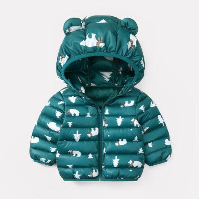 China Infant Kids Cotton-Padded Warm Thick Warm Outerwear Fashion Jackets Kids Baby Boy Girls Ear Hooded Light Down Cute Viable Winter Coats for sale